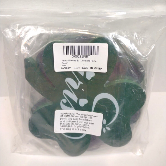 Jetec St. Patrick's Day Freestanding Shamrock Decor 4 Pieces Wooden Shamrock - Picture 8 of 8